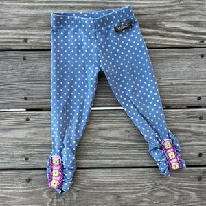 Matilda Jane Toddler 2T Leggings Blue Pink Green Polka Dot Leggings w Buttons